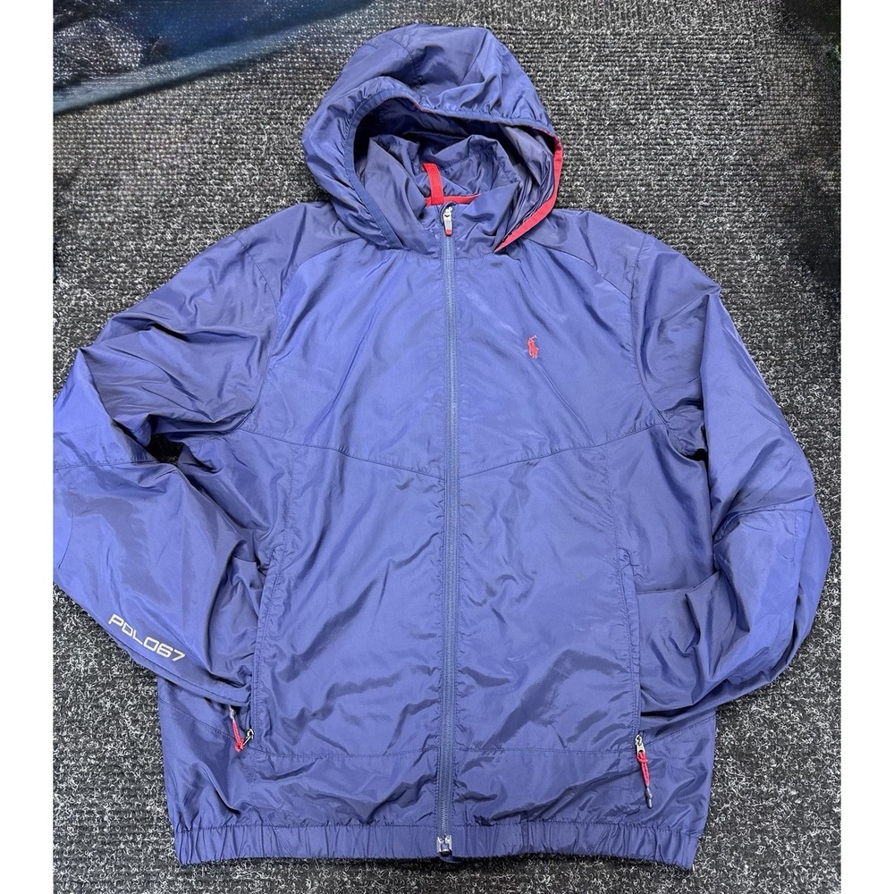 Polo Ralph Lauren Jacket Mens Med Blue Performance Windbreaker Polo67 Coat EUC